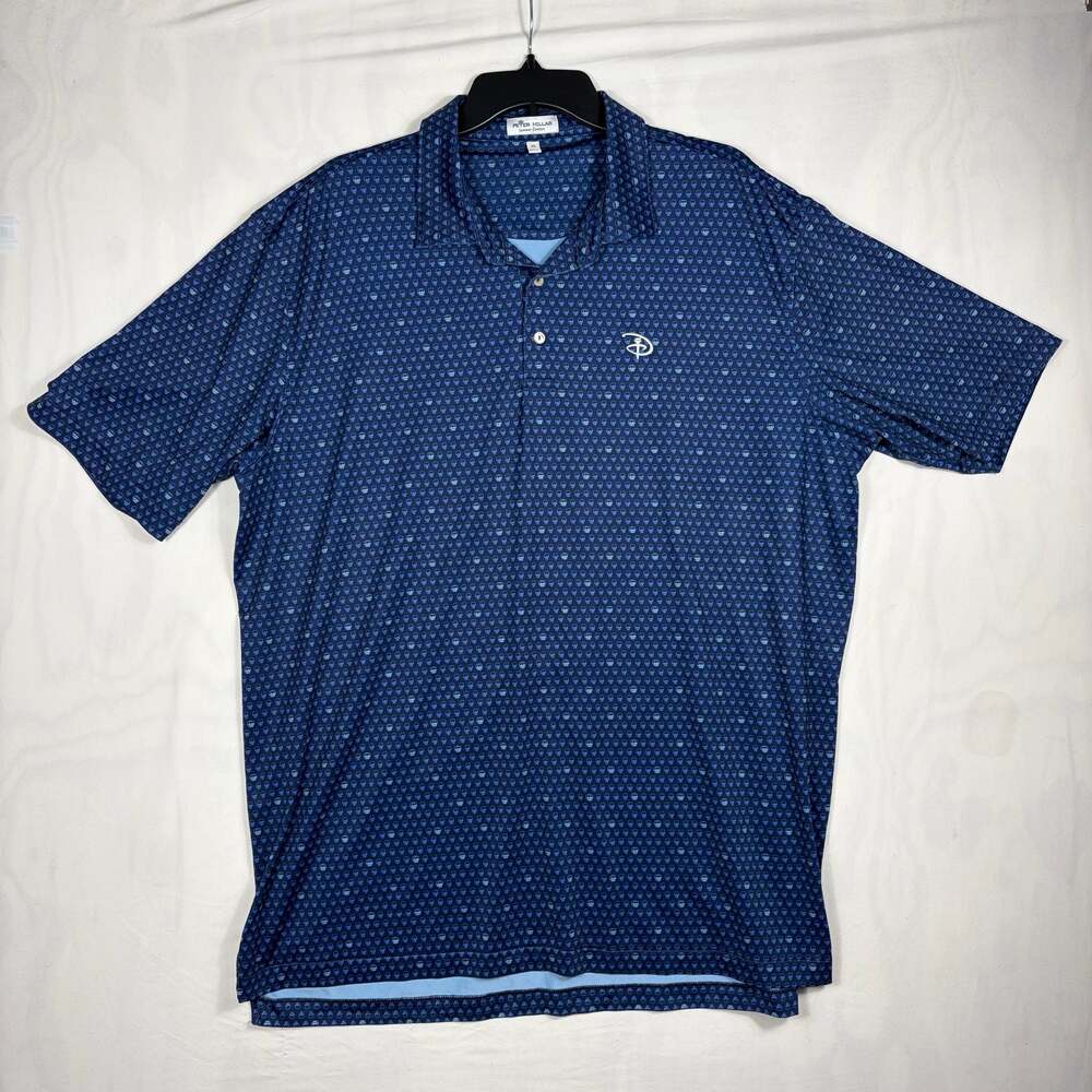 Peter Millar Summer Comfort Performance Golf Polo Blue All-Over Skull Print XL